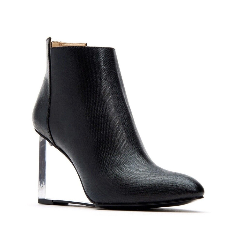 Katy Perry "The Mona" Black w/Clear Wedge Ankle Booties SIZE 9